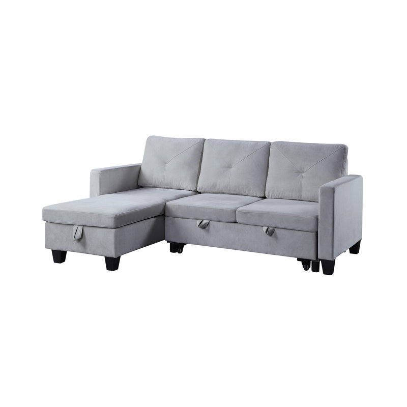 Canapé modulaire réversible en velours gris clair Latitude Run® Renaissance Rhapsody