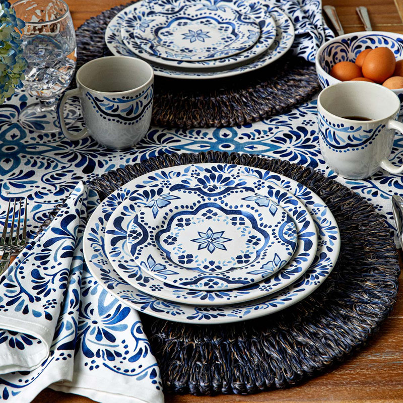Iberian Side/Cocktail Plate, Indigo/White