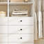 Système d'organisation modulaire en bois blanc avec 2 tringles, 8 tablettes et 8 tiroirs