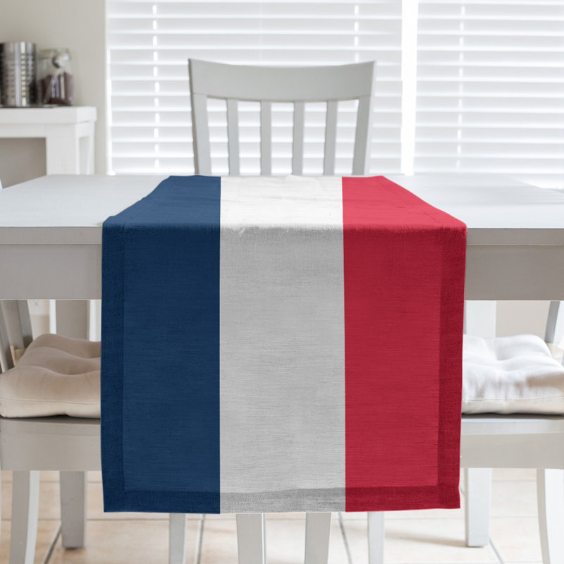 Miami Basketball Table Runner, 72" L x 16" W, Navy Blue/White/Red, Cotton Twill
