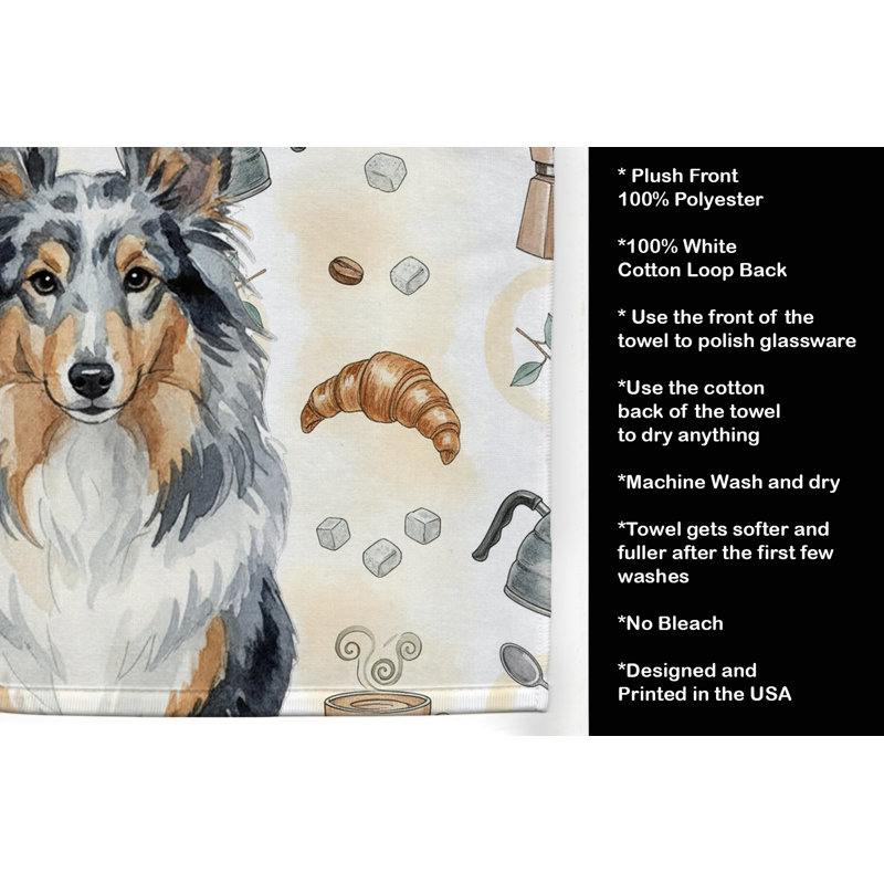 Blue Merle Sheltie Coffee Bar Kitchen Towel, Blue Merle Sheltie