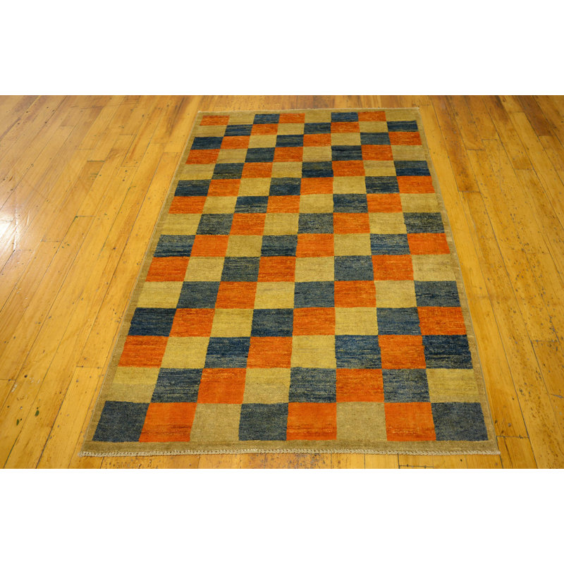 Tapis de zone en laine 3 pi 9 po x 5 pi 9 po main-of-kind noué la Nash