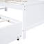 Lit plateforme simple avec lit gigogne, tête de lit à DEL et 3 tiroirs, blanc - bois pour rangement dans la chambre à coucher, tête de lit, tiroirs-817733577
