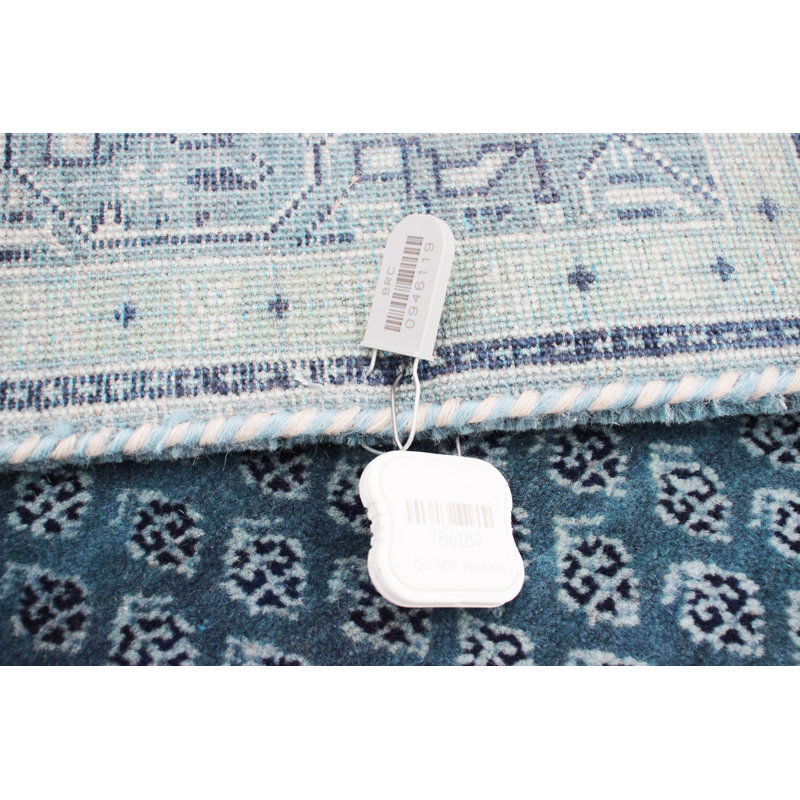Hand-Knotted High-Quality Light Blue Area Rug, Rectangle 2'11" x 5'2"