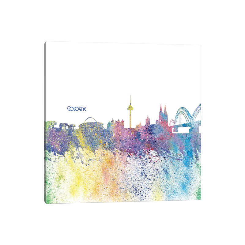 Cologne Germany Skyline Silhouette Impressionistic Splash 1 Piece Wrapped Canvas Wall Art