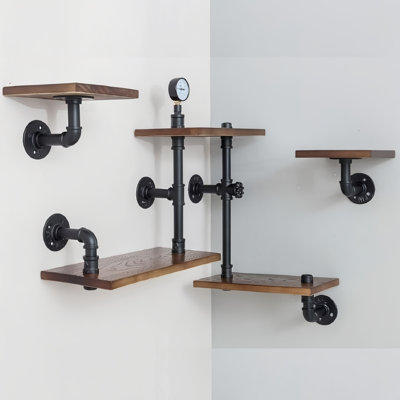 Floating Plant Shelves For Wall, Decorations Display Bookshelf Sundries Holder, Rustic Wood Storage Rack For Bedroom,Living Room Kitchen Bar Organizer