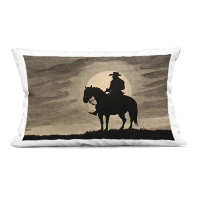 Sunset Cowboy with Horse Decorative Printed Throw Pillow design by Kim Allen