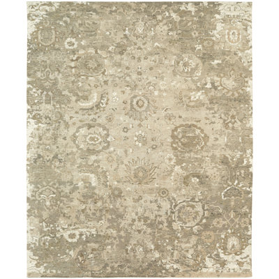 Stilson Hand Knotted Wool Area Rug in Cream