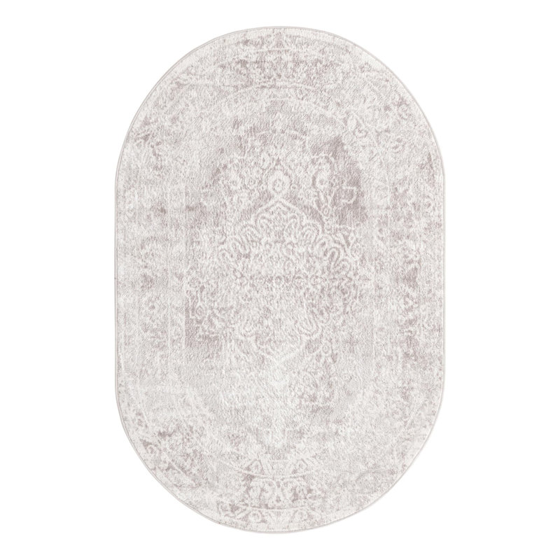 Tapis oriental gris / ivoire Dayton, Ovale 4 pi x 6 pi