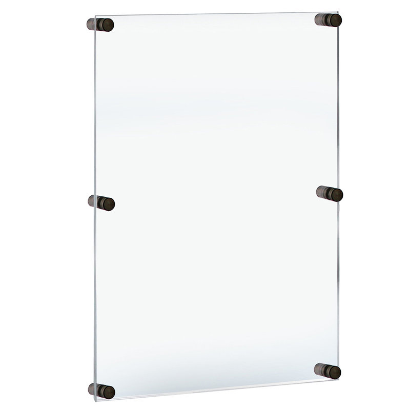 Floating Acrylic Wall Frame with Black Stand Off Caps: 24" x 36" Graphic Size, Overall Frame Size: 28" x 40"