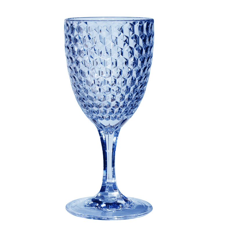 Verre à vin 12 oz. Lillian Verre à pied en acrylique, Bleu