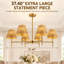 Lustre bohème en rotin doré à 6 lumières, suspension imposante de 95 cm (37,4 po) avec hauteur réglable-307641186