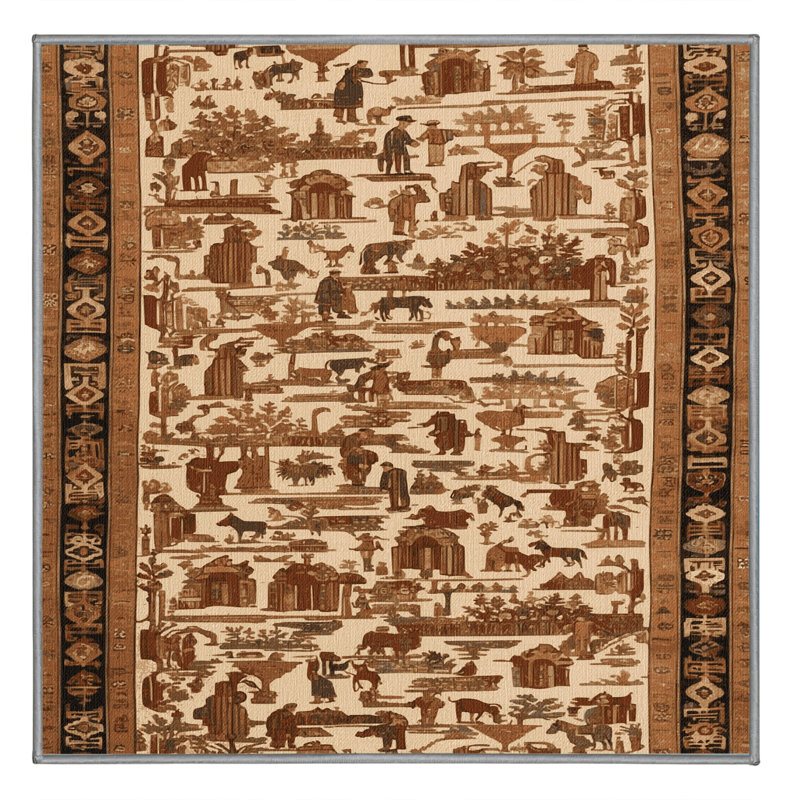 Tapis brun turc lavable à la machine, Carré 7 pi