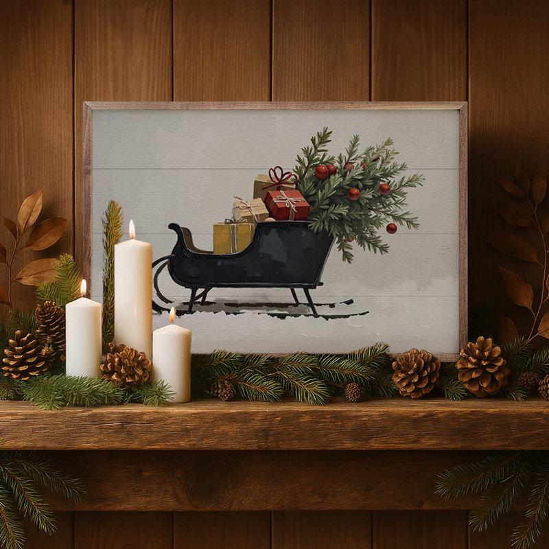 Black Sleigh, 5" H x 8" W
