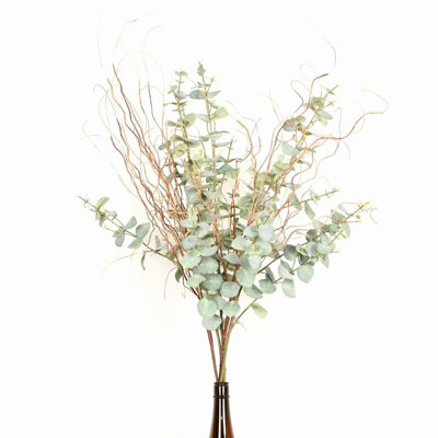 36" Artificial Eucalyptus Curly Willow Branch For Vase Filler, Farmhouse Twig Leaves Branch Sprays Long Stem Bulk Foliage For Wedding Party Home Office Table Centerpiece Shelf Decorations