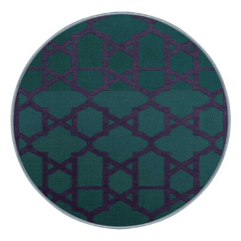 Machine Washable Trellis Blue Area Rug