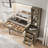 Carsin 48" Fluted Makeup Vanity Desk with 36" Big Lighted Mirror, Wood Bedroom Vanity with Lights & Glass Top, Charging Station-1129184440