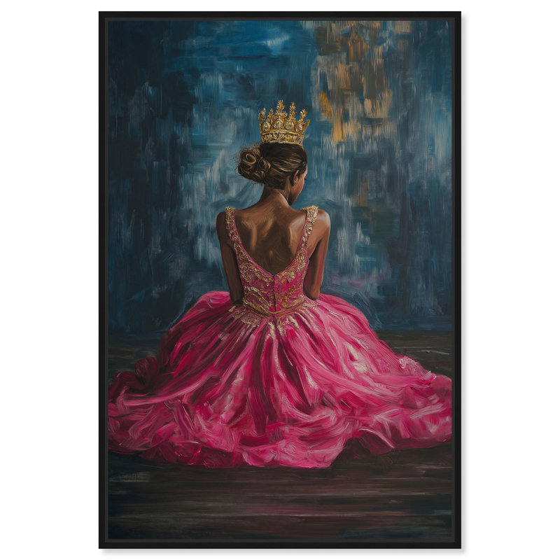 «The Rose Crown», toile Art Portrait par Art Remedy, Cadre noir, H 16 po x l 11 po