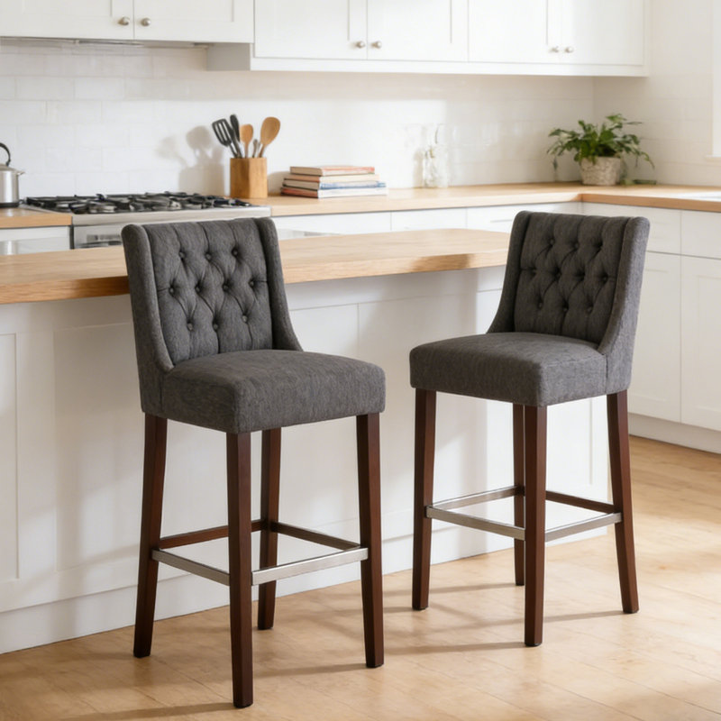Ensemble de 2 tabourets de bar, Gris foncé