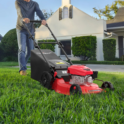 Powersmart 22-Inch Self-Propelled Gas Lawn Mower, 170Cc OHV Engine, 3-In-1 Mulching, Bagging, And Rear Discharge, 6 Height Settings, Rear-Wheel Drive