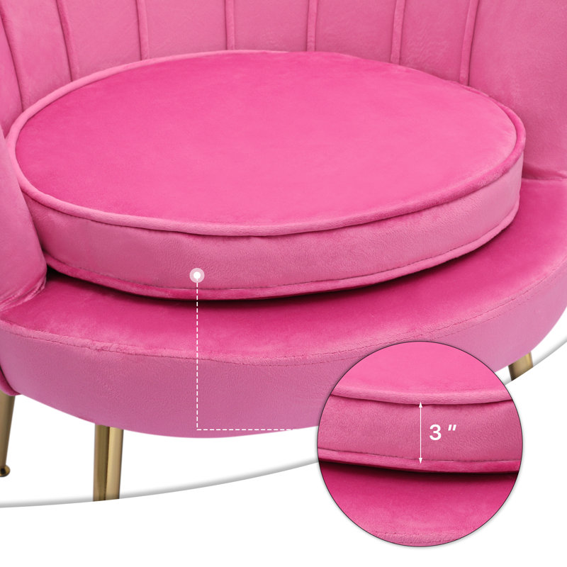 Pink Velvet Barrel Accent Chair with Golden Metal Legs