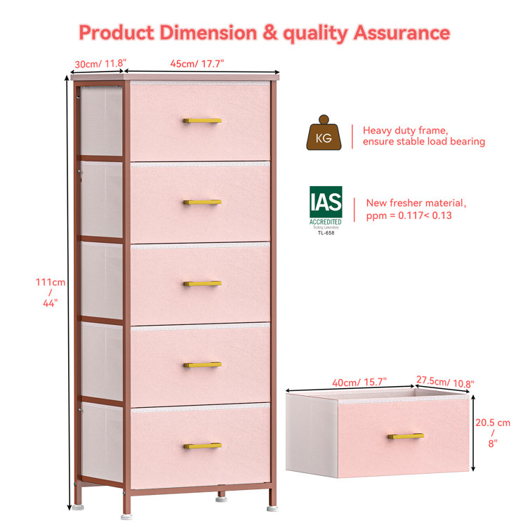 Dresser for Bedroom 16 Drawers, Tall White Fabric Dresser Organizer with Wood Top&Leather Front Ebern Designs