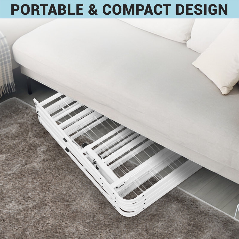  Cadre de lit plateforme en métal pliable 14 po avec rangement sous le lit Muscoy, cadre de lit pliant robuste, aucun sommier
