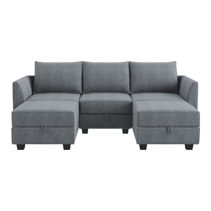 Canapé modulaire réversible Manusite, Polyester gris bleuâtre