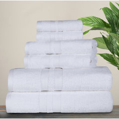 AQUA Pack of 6 Large Bath Towels 100% Cotton 27x55 Highly Absorbent Soft