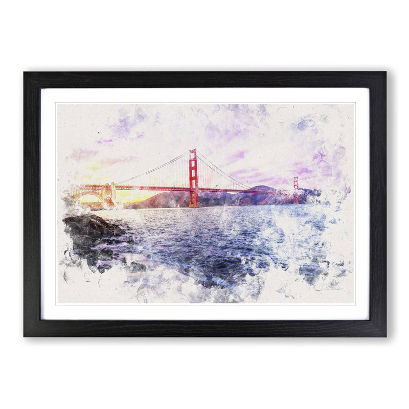 Golden Gate Bridge in San Francisco - Picture Frame Painting Print, Black Framed, 62cm H x 87cm W x 2cm D