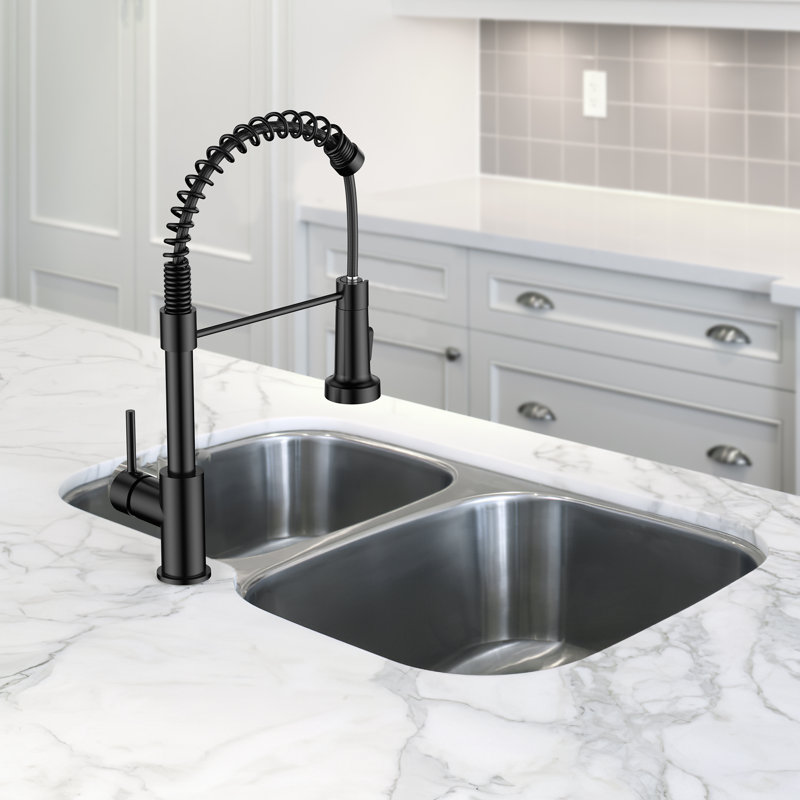Pull Down Spray Single Lever Kitchen Tap, Black