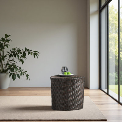 Barrel Side Table, Outdoor Wicker End Table