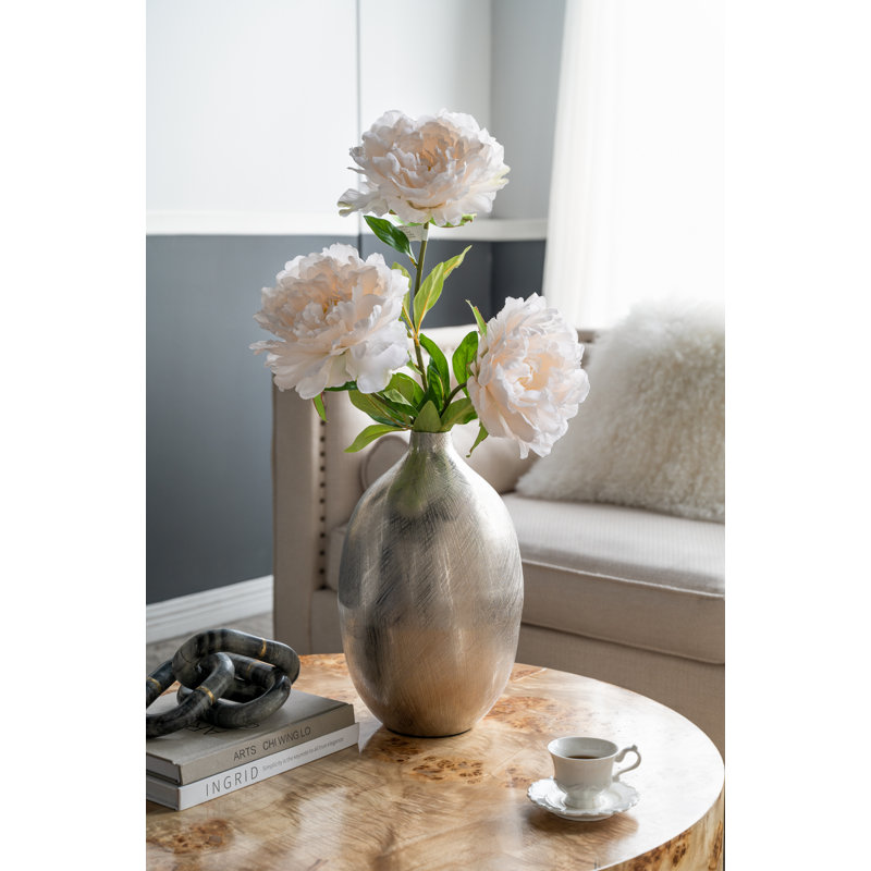 Vase de table Gold, H 13,8 po x l 8,7 po x P 8,7 po, Rayures argentées