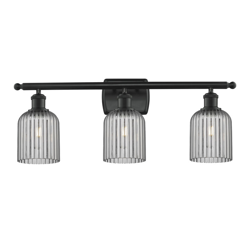 Brion Addeline 3 Light 25" Bath Vanity  Shade, Matte Black, Light Smoke