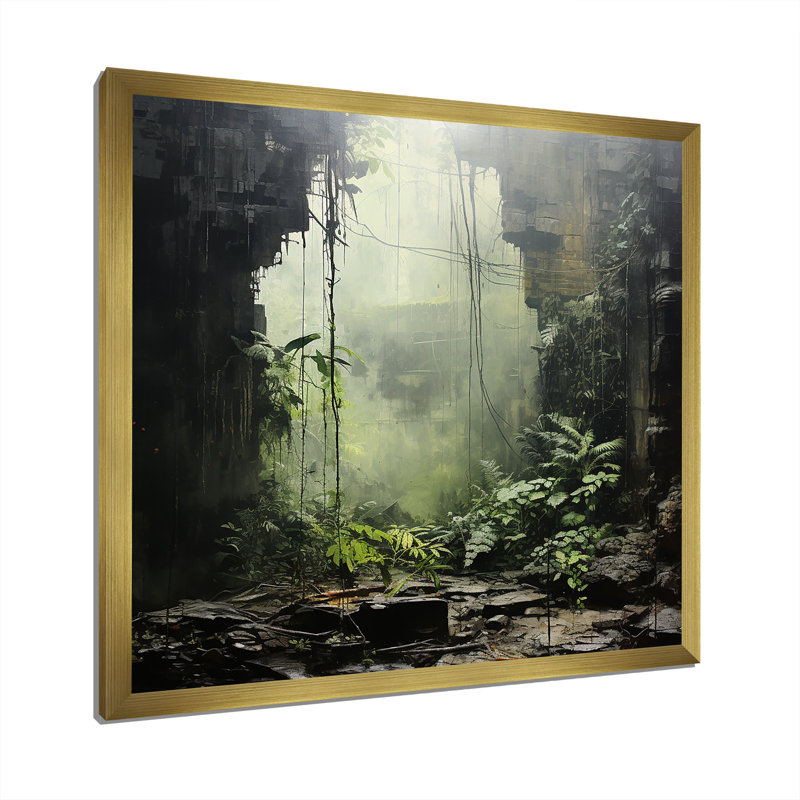 Jungle Cave Serenity sur impression sur toile, Cadre doré simple, H 30 po x l 30 po x P 1 po