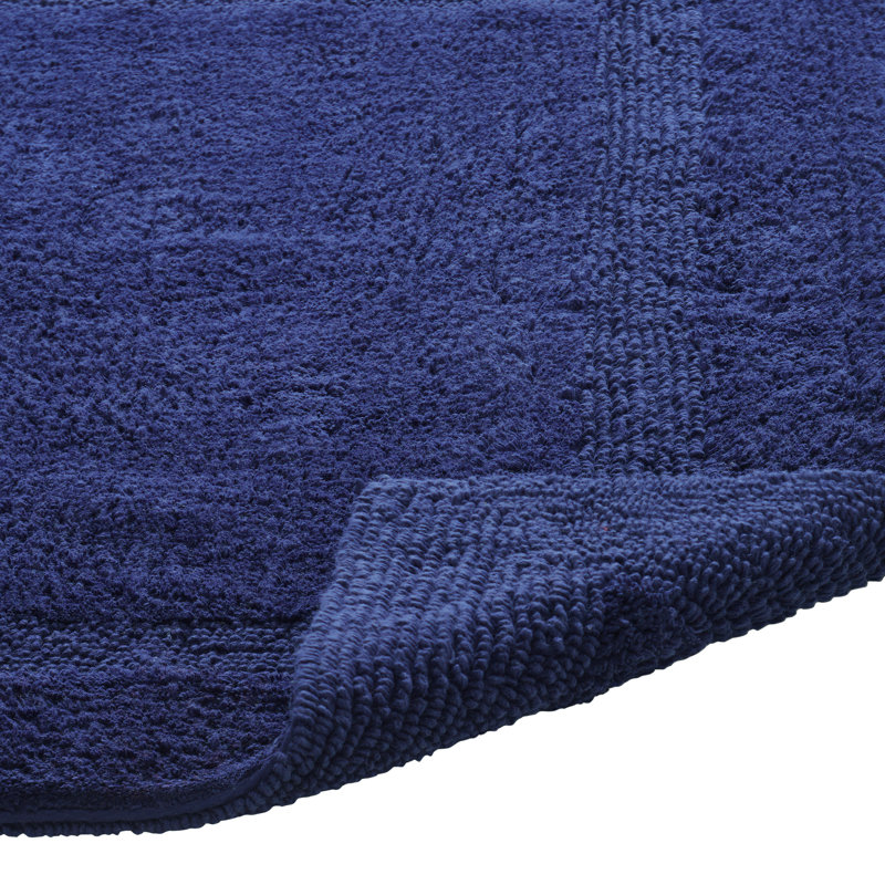 Rozanne Reversible Cotton Bath Rug, 17" x 24" Rectangle, Navy