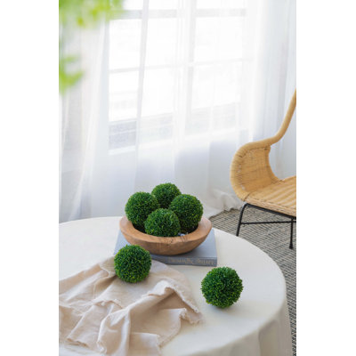 Ensemble de 6 pièces de 3,9 "boules de buis vert, plante topiaire artificielle, vase en forme de centre de table, ensemble de 6