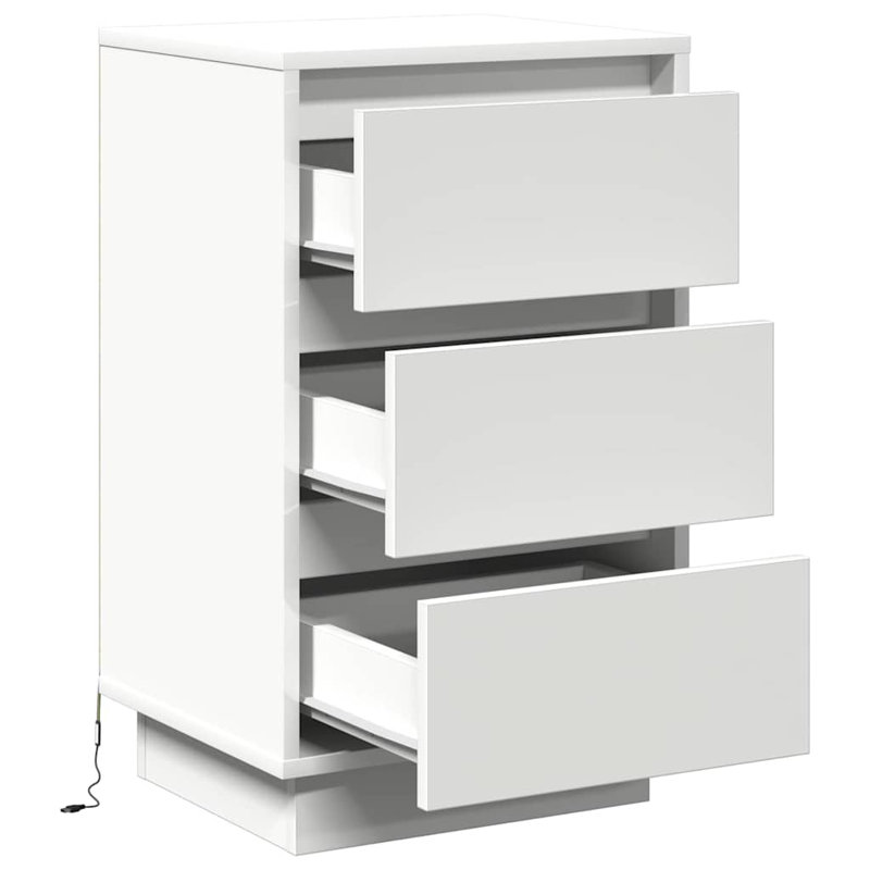 Bedside Cabinet 39 X 34.5 X 65 Cm Engineered Wood, White