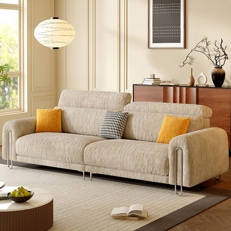 Causeuse-coussin modulaire en chenille café clair, Chenille café clair