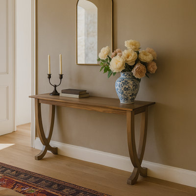 Solid Walnut Console Table with Curved Legs, Entryway Accent Table