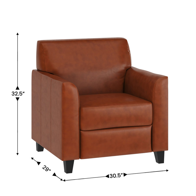 Cognac LeatherSoft Modern Reception Chair with Hardwood Frame