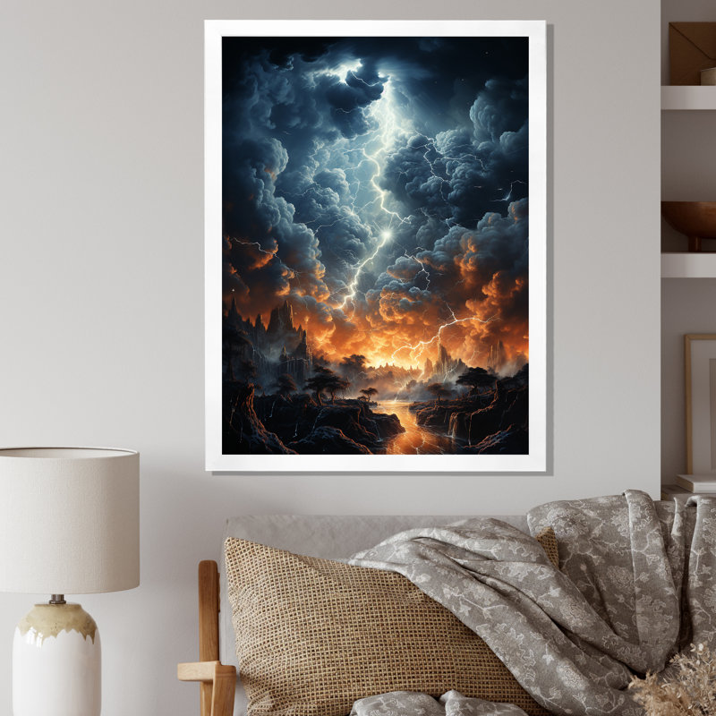 Linell Lightning Dynamic Illumination - reproduction sur toile, Cadre photo blanc, H 32 po x l 24 po x P 1 po