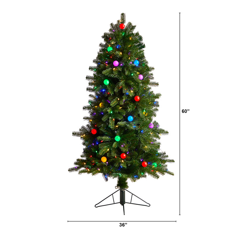 Lighted Artificial Fir Christmas Tree, 5' H