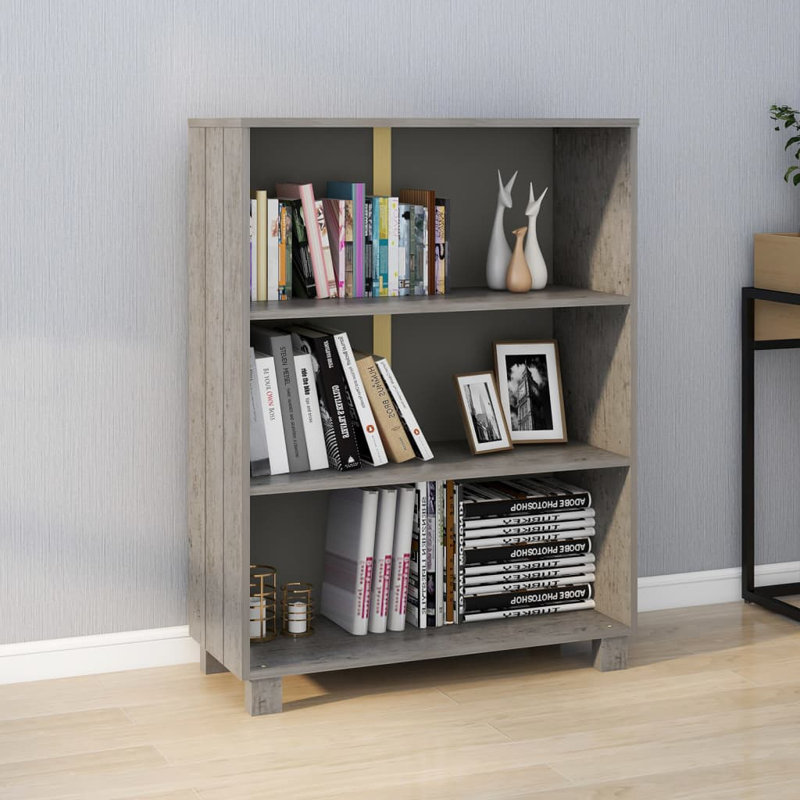 Huckstadt 112cm H x 85cm W Solid Wood Standard Bookcase, Light Grey