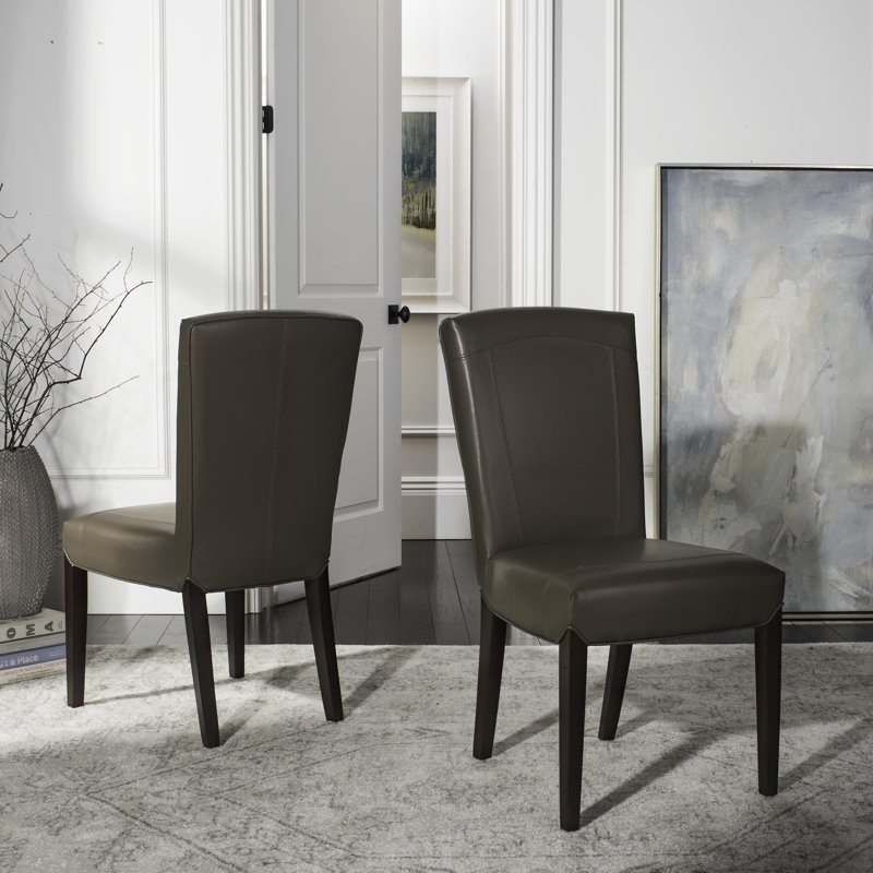 Ken 19.9'' H Leather Upholstered Side Chair, Light Brown