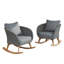 Chaise berçante d'extérieur en osier gris avec cadre en bois (ensemble de 2)-891972507