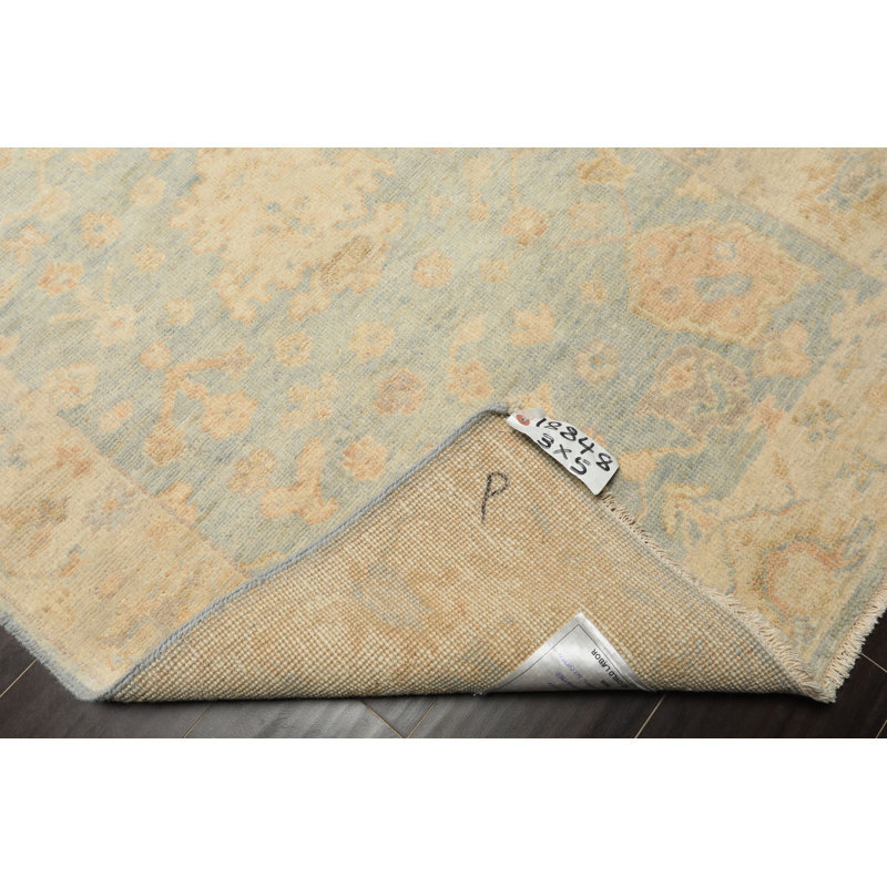 Tapis transitionnel en laine noué à la main 3 x 5 Aqua Oushak