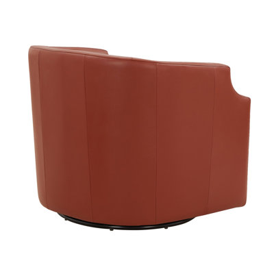 Top Grain Leather Swivel Glider Barrel Chair