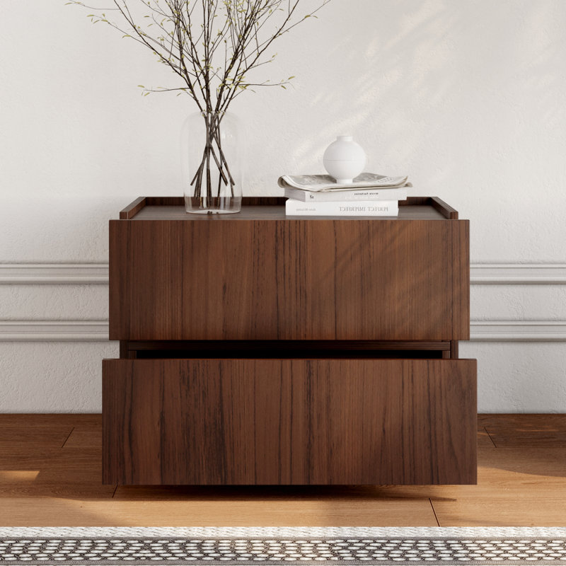 Heckman Modern Modular Nightstand,with 2 Drawers For Bedroom, Modular Assembly, Brown