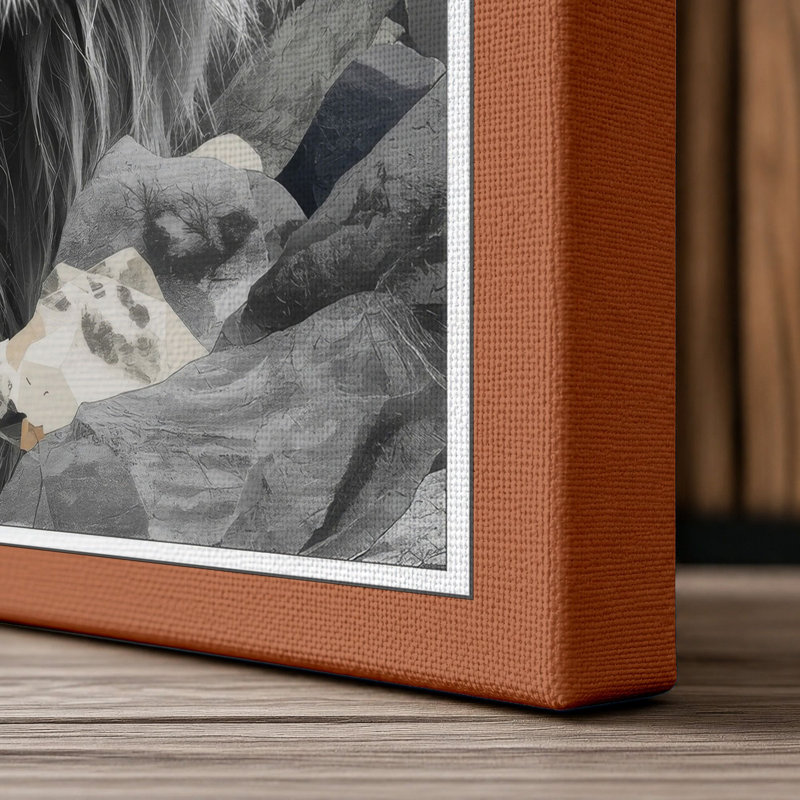 Noble Lion Modern - Wrapped Canvas, 18x12 - 45.7 x 30.5 cm, Terracotta Border
